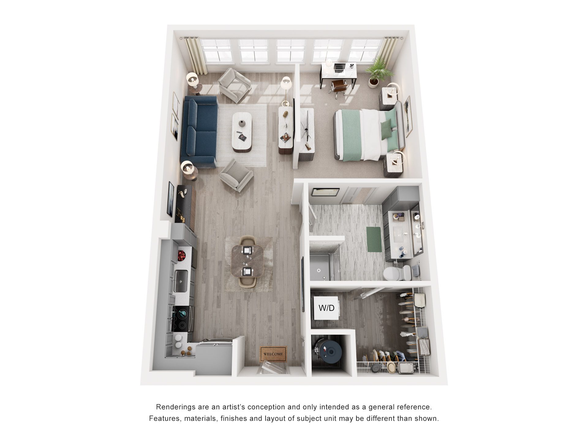 Floor plan for studio, 1 bath, 710 sqft